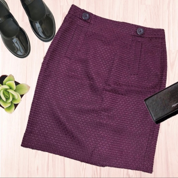NWT Petite Jacquard Burgundy Plum Pencil Skirt - Picture 2 of 8